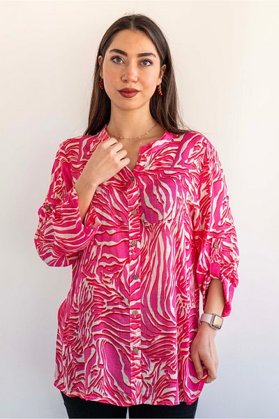 citycenterfashion Large Size Fold Sleeve Shirt - 100% Cotton Organic Linen cty-akc-uzd1