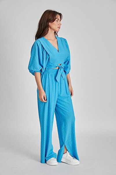 Fast Perry Palazzo Set with Blue Crops - 50630-02