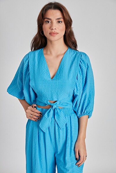 Fast Perry Palazzo Set with Blue Crops - 50630-02