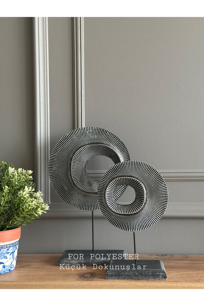 FOR POLYESTER Küçük Dokunuşlar Dekoratif Masa Üstü , 2’li Takım Halka Dekor/ Biblo /gümüş Renk..