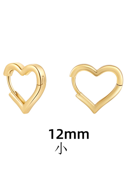 Choice أقراط دائرية على شكل قلب حب لطيف مقاس 12 مم، 3 أحجام، للنساء، لون ذهبي...