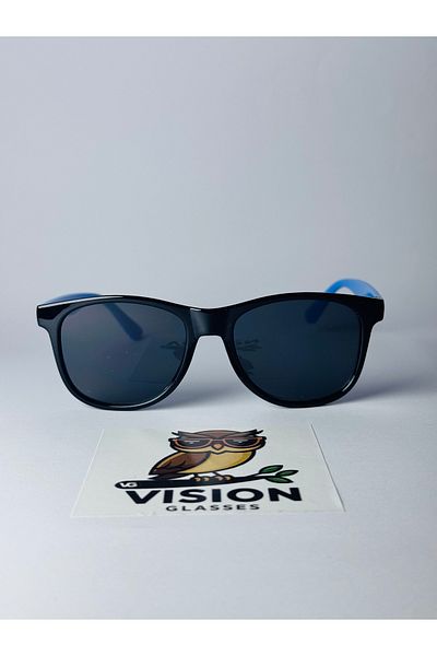 VG VISION GLASSES Children's Classic Black Frame Blue Handle Sunglasses