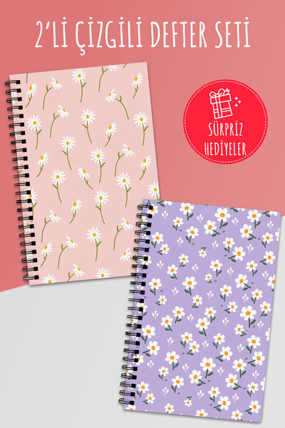 Anime Marketi مجموعة من 2 دفاتر ملاحظات مخططة - مقاس A5 50 ورقة و100 صفحة مجم...