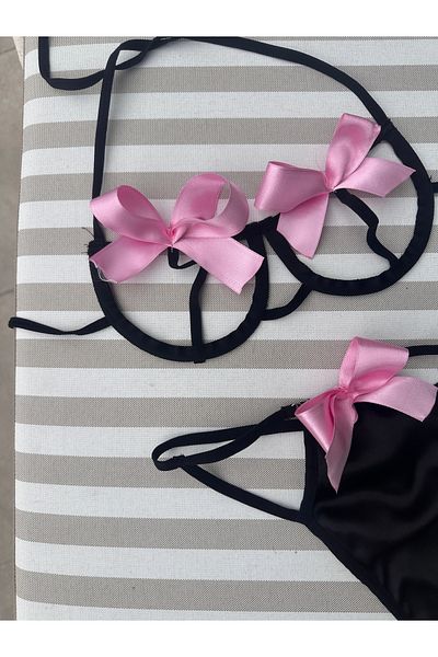 SanalBarkod Set de lenjerie intimă cu panglică din satin