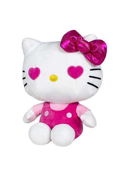 Play By Play Hello Kitty plush toy with pink jumpsuit, Anniversary Edition, 16 cm