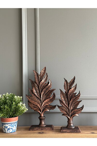 Decorative ,Table Top Stylish 2-Piece Leaf Set Trinket / Home / Office Decor / Copper Color