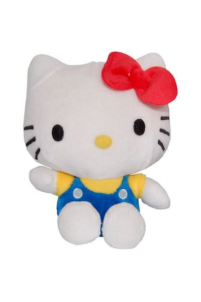 Play By Play Hello Kitty plush toy with blue jumpsuit, 17 cm