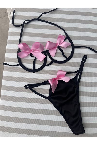 SanalBarkod Set de lenjerie intimă cu panglică din satin