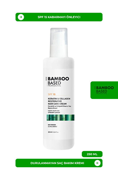 Bamboo Based Professional Keratin Collagen Spf 15 Durulanmayan Saç Bakım Krem...
