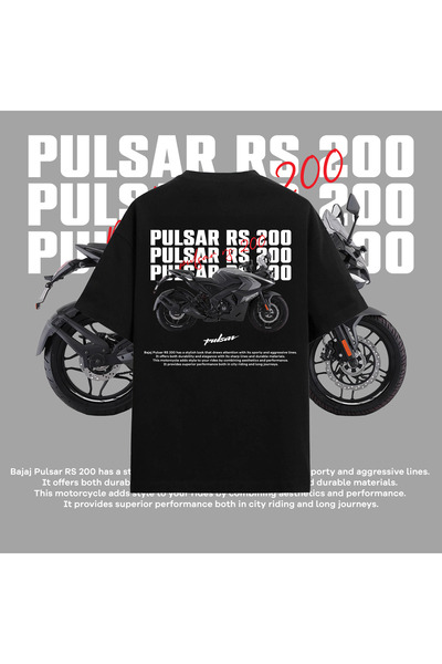 Edizen Pamless Bajaj Pulsar Rs200 Premium Unisex 100% Cotton Black T-Shirt