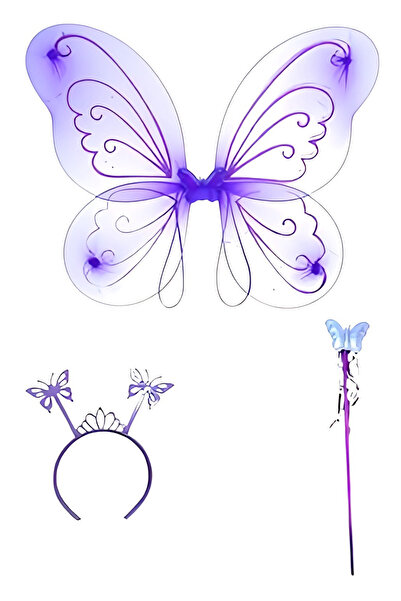 Samur Σετ φτερού πεταλούδας με κορώνα Reilaparty Lilac Purple