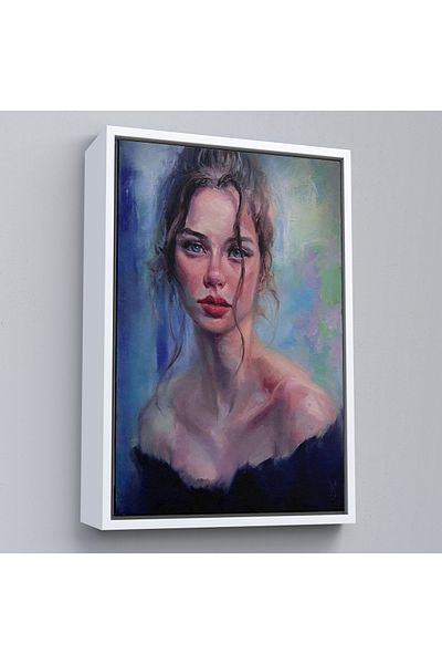 Harita Sepeti Femeie frumoasă cu ochi colorați cu cadru alb Pictură decorativă de perete