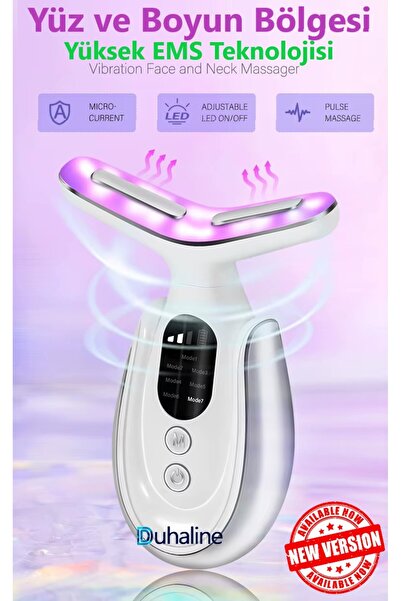 DUHALINE Yeni Nesil 7 Modlu LED Işıklı & EMS Mikro Akımlı Yüz Masaj Kırışıklı...