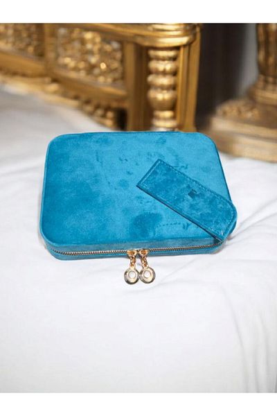 Moda fiesta Dimensiune mare (14×21) Organizator din catifea Cutie de depozitare bijuterii Cutie de călătorie Carcasă din lemn