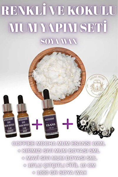 Misse %100 Natürel, 1000gr Soya Wax Aromaterapi Doğal Mum Yapımı Seti Mum Yap...