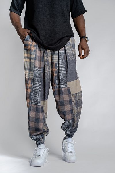 SUPERBLUE Unisex Etkink Pattern Figured Summer Wrap Baggy Trousers