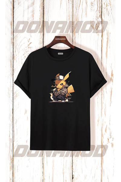 donamod تي شيرت بيكاتشو بيكاتشو بوكيمون قناع كارتون أصفر مصمم هدية لصديق