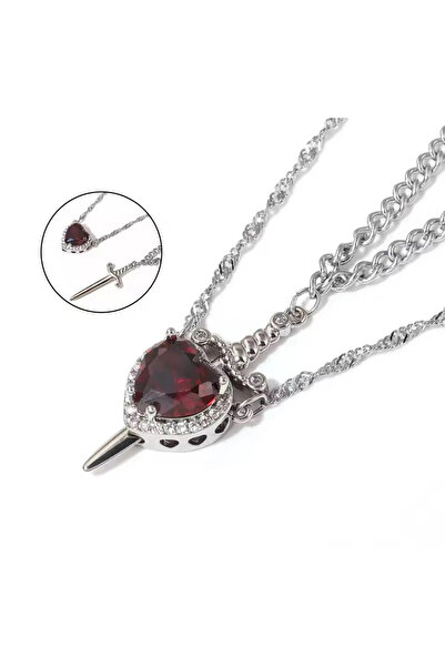 Vitastyle Steel Silver Color Heart Sword Couple Necklace