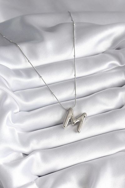 Clariss 316L Steel Silver Color Bubble "M" Letter Model Women's Necklace