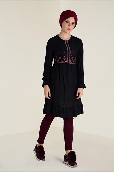 Alvina Buttoned Embroidered Tunic - 4665
