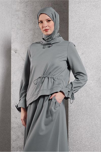 Alvina 45210 Model Asymmetrical Cut Tracksuit Tunic