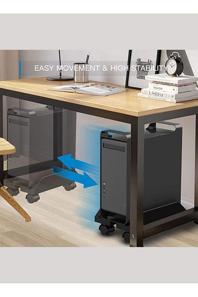 FlashHawk Mobile Tower Computer Stand with 4 Caster Wheels Adjustable Width Universal for PC Computer