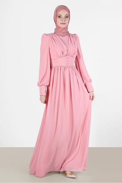 Alvina STONE DETAILED CHIFFON GOWN 50221