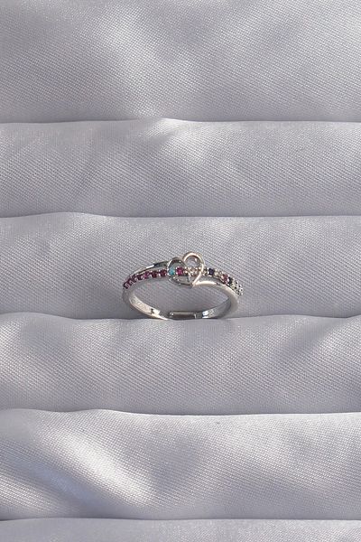 Clariss Brass Silver Color Colored Zircon Stone Adjustable Ring