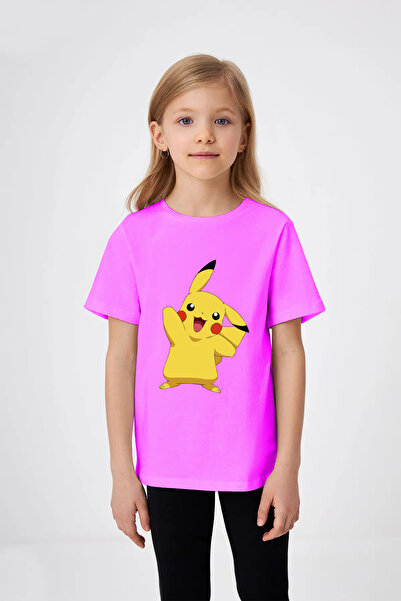 CRYSTALSHOP Pikachu Baskılı Bisiklet Yaka Çocuk T-shirt