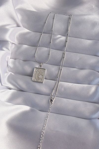 Clariss 316l steel chain silver color zircon stone moon star figured tarot necklace