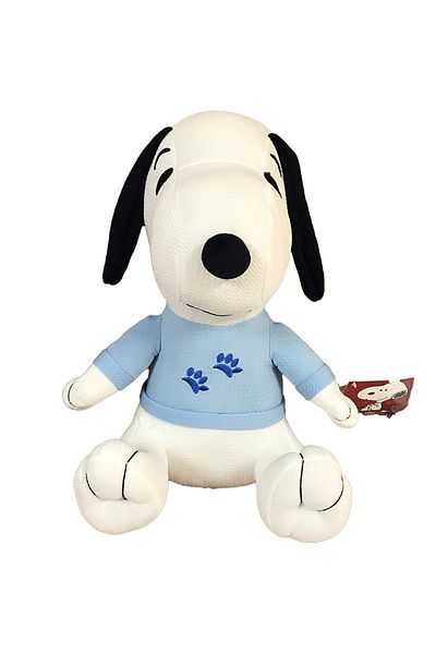 Grupo Moya Elastická látková hračka Snoopy s modrou halenkou, 32 cm (sedící)