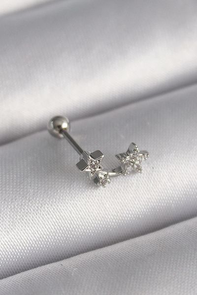Clariss 316L Steel Silver Color Zircon Stone Star Tragus Piercing