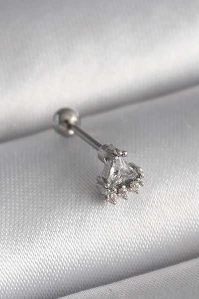 Clariss 316L Steel Silver Color Triangle Zircon Stone Tragus Piercing
