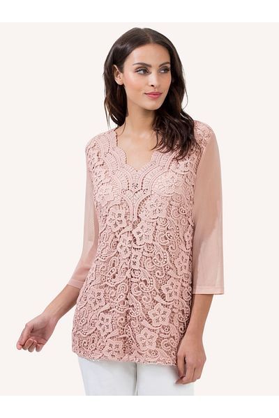 MAMAYAGA Γυναικεία Curve Plus Size Μπροστινά Floral Δαντέλα Μανίκια Τούλι Αθλητική Κομψή μπλούζα