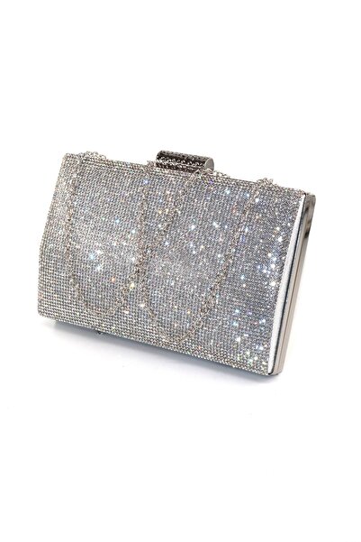 KEEBA Geantă pentru rochie de seară cu pietre argintii