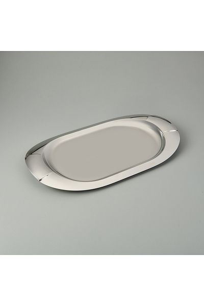 Hisar Monaco Oval Steel Tray - Inox - 48X31 cm