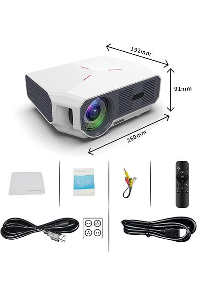 COOYA Video Projector with Built-in Speakers, For Office Mobile Phone Same Screen Projector (White)