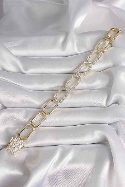 Clariss Brass Gold Color Zircon Stone Chain Model Xuping Vip Exclusive Series Bracelet