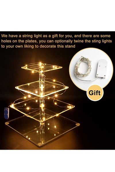 COOYA Acrylic Cupcake Stand for Displaying Cupcake Tower Party Decorations, Displays 4 Tiers