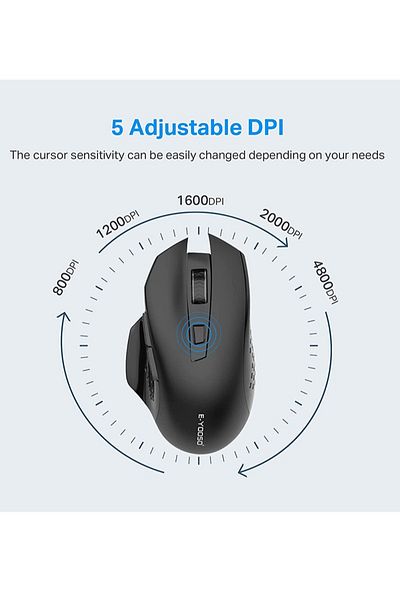e-yooso ماوس لاسلكي X-26 2.4G ماوس بصري لاسلكي مريح لأجهزة الكمبيوتر المحمول