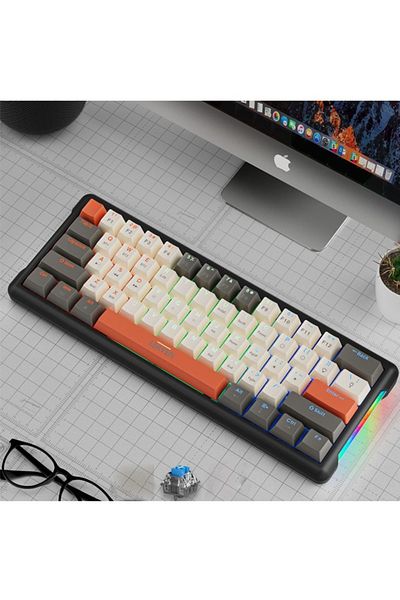 Leaven K610 2.4G Wired Wireless Gaming Keyboard,61 Keys Blue Switches Machanical Keyboard