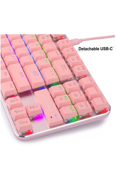 e-yooso لوحة مفاتيح ميكانيكية سلكية للألعاب، 87 مفتاحًا، مفاتيح بنية اللون، مع إضاءة خلفية LED