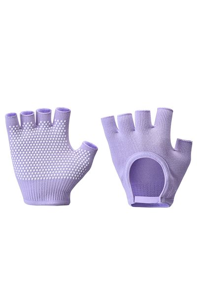 Choice Purple Women Anti-slip Yoga Gloves Cotton Fitness Half Finger Gloves Breathable Outdoor Cycling Bicy