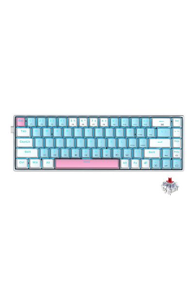 e-yooso Z-686 65% Gaming Keyboard,Hot Swappable Red Switch, 68Keys Mini Wired Mechanical Keyboard