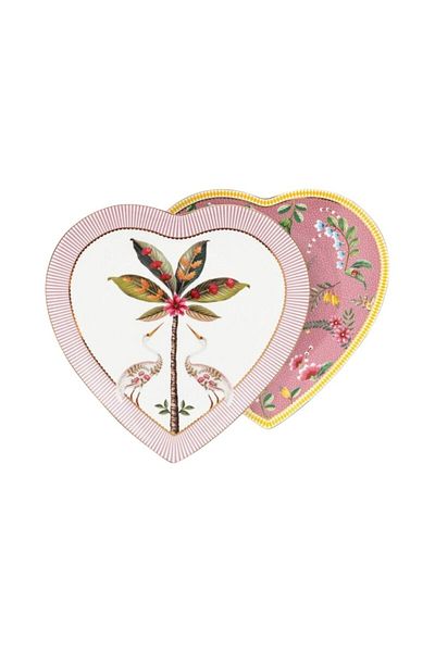 Pip Studio Set 2 farfurii, forma inima, Pip Studio, Roz, 21,5 cm, colectia La Majorelle