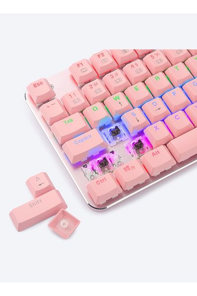 e-yooso 87 Keys Wired Gaming Mechanical Keyboard, Brown Switches, with LED Backlit