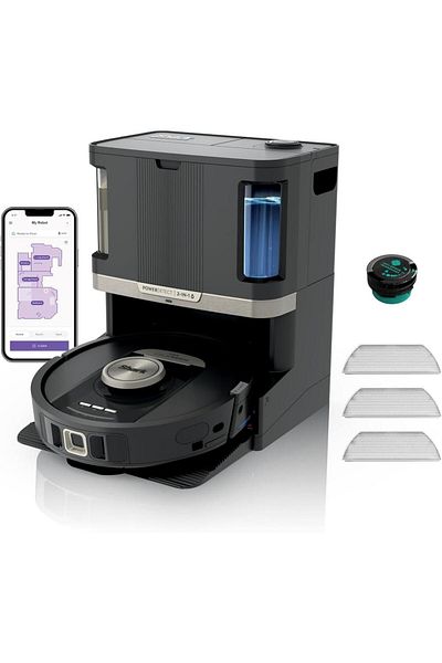 Shark Aspirator robot Shark PowerDetect NeverTouch Pro RV2800ZEEU 2-in-1, Rezervor 1.7 l (Negru)