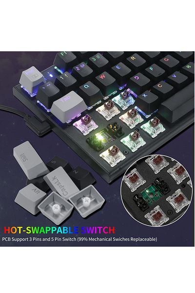 e-yooso 94 Keys Gasket Mechanical Keyboard, Wired Brown Switch Gaming Keyboard with Number Pad