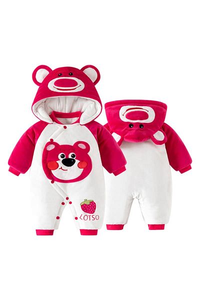 nannie Fluffy Pink Jumpsuit With Teddy Bears - 6-12 Months