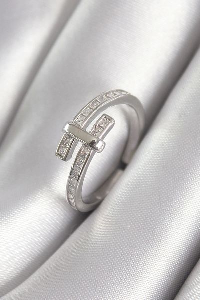 Clariss Brass Silver Color Zircon Stone Women's Ring